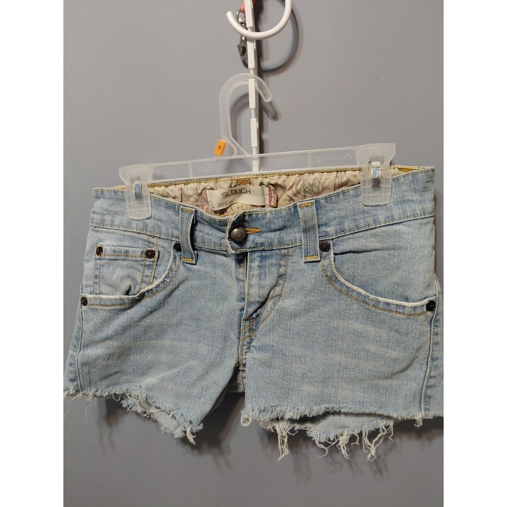 Y2K Levi's 504 Slouch Straight Cut Off Shorts Womens 5 Blue Denim Low Rise